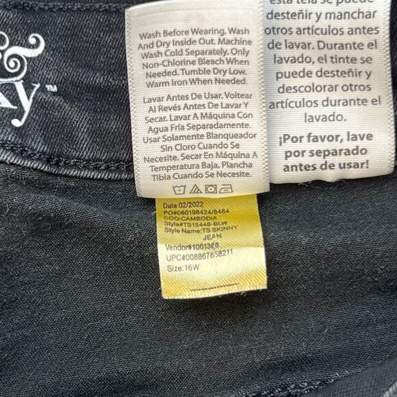 Terra & Sky Jeans 16 Black Denim Straight Leg High Rise Dark Academia Pants - Picture 11 of 11